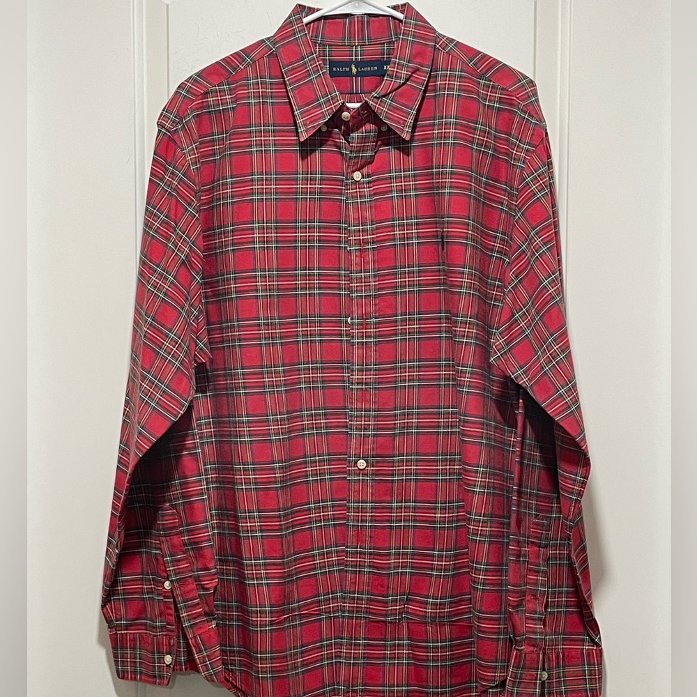 Classic Ralph Lauren Mens XXL Plaid Red Green Business Casual Button Down Preppy - Picture 2 of 9